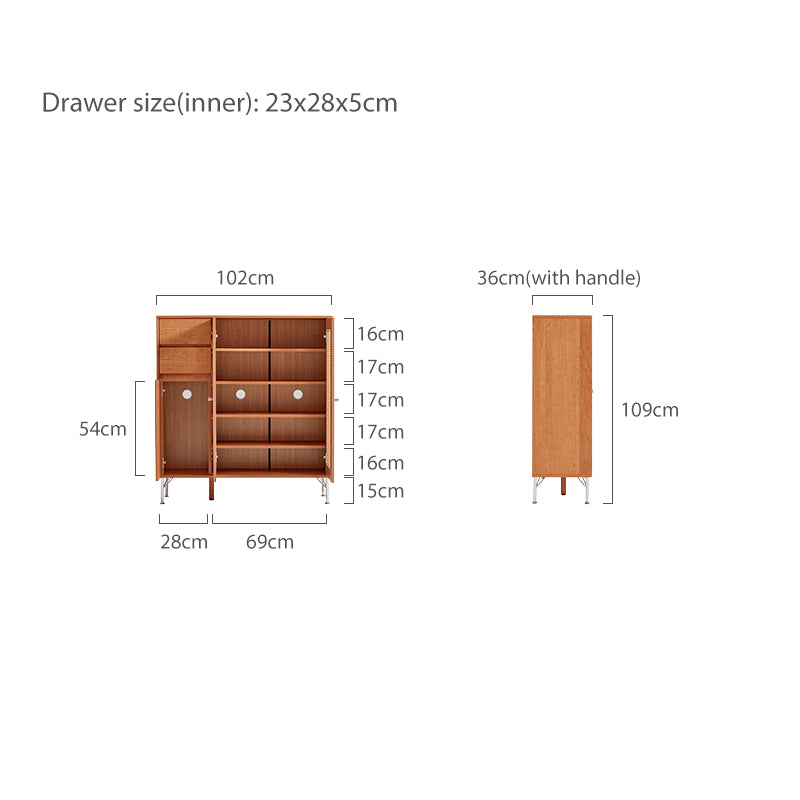 Ruben 102cm Entryway Cabinet/Shoe Cabinet Rattan Door Walnut Color For Home