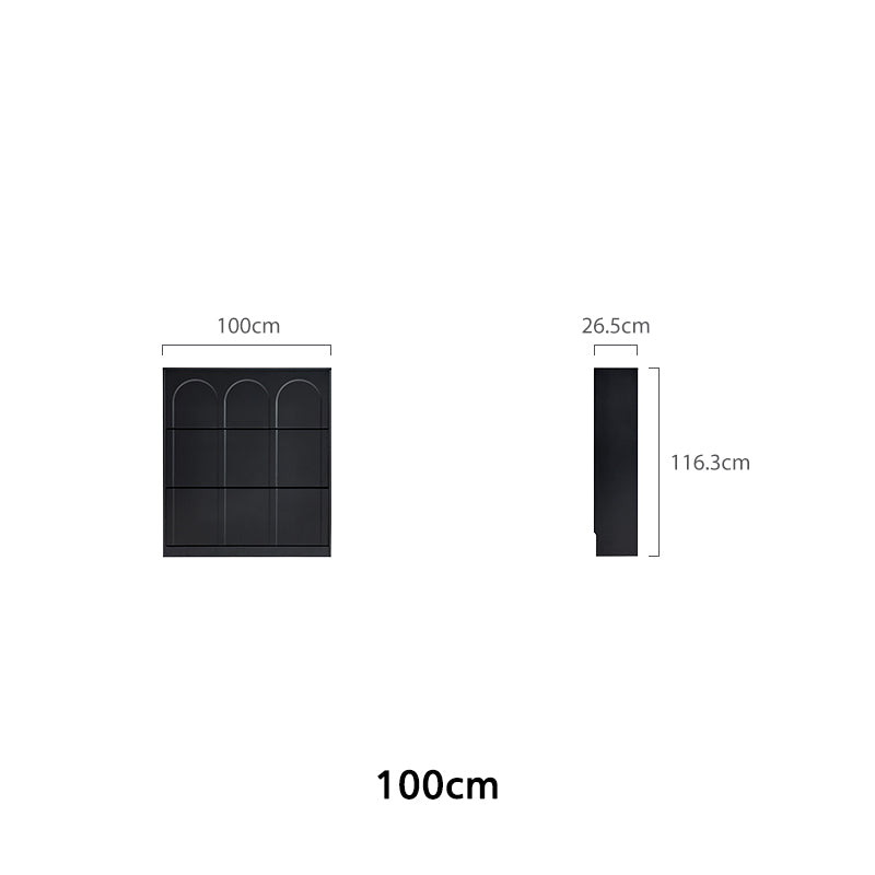 Retro Flip-open Doors Storage Shoe Cabinet in Cream White/Black 80/100/120CM