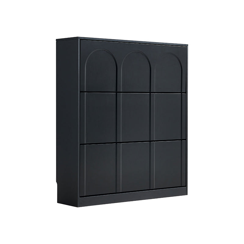 Retro Flip-open Doors Storage Shoe Cabinet in Cream White/Black 80/100/120CM