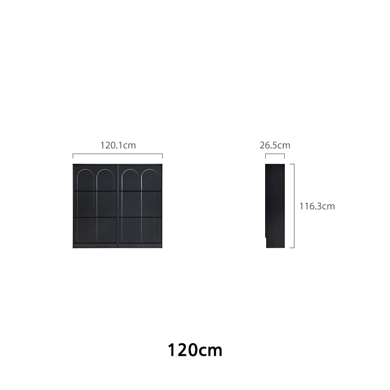 Retro Flip-open Doors Storage Shoe Cabinet in Cream White/Black 80/100/120CM