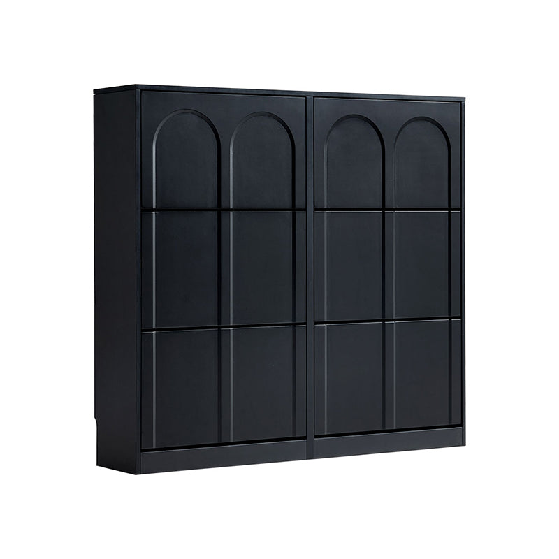 Retro Flip-open Doors Storage Shoe Cabinet in Cream White/Black 80/100/120CM