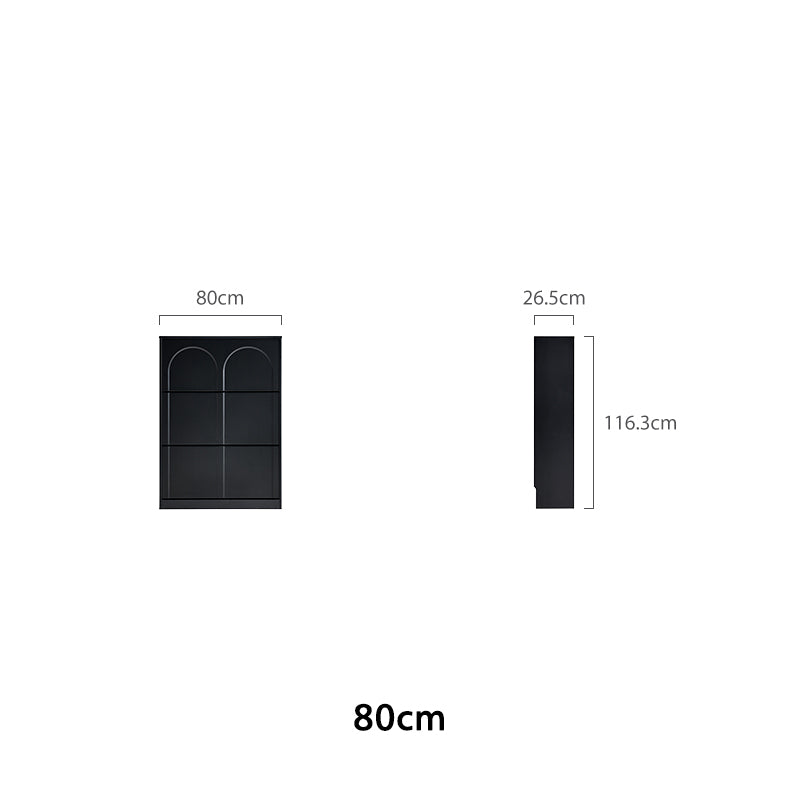 Retro Flip-open Doors Storage Shoe Cabinet in Cream White/Black 80/100/120CM