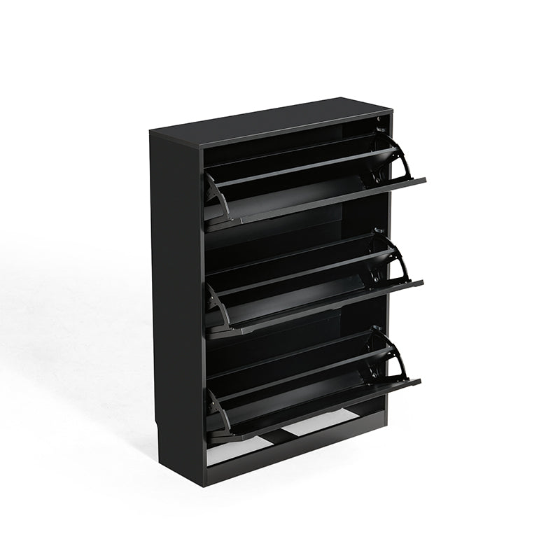Retro Flip-open Doors Storage Shoe Cabinet in Cream White/Black 80/100/120CM