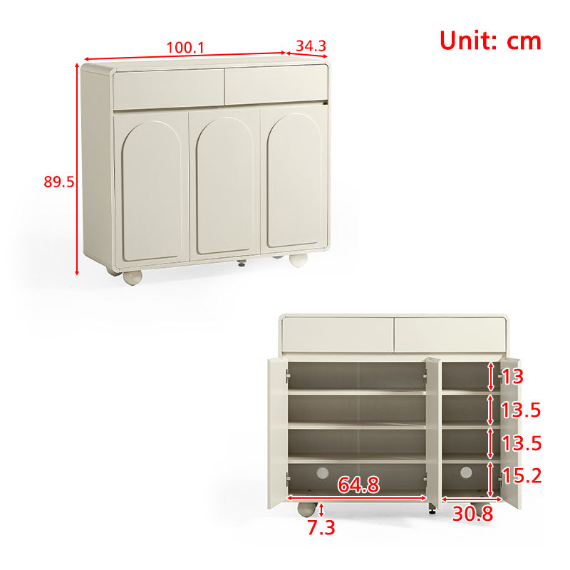Dorothy Three-Door/Four-Door Shoe Cabinet with Drawer