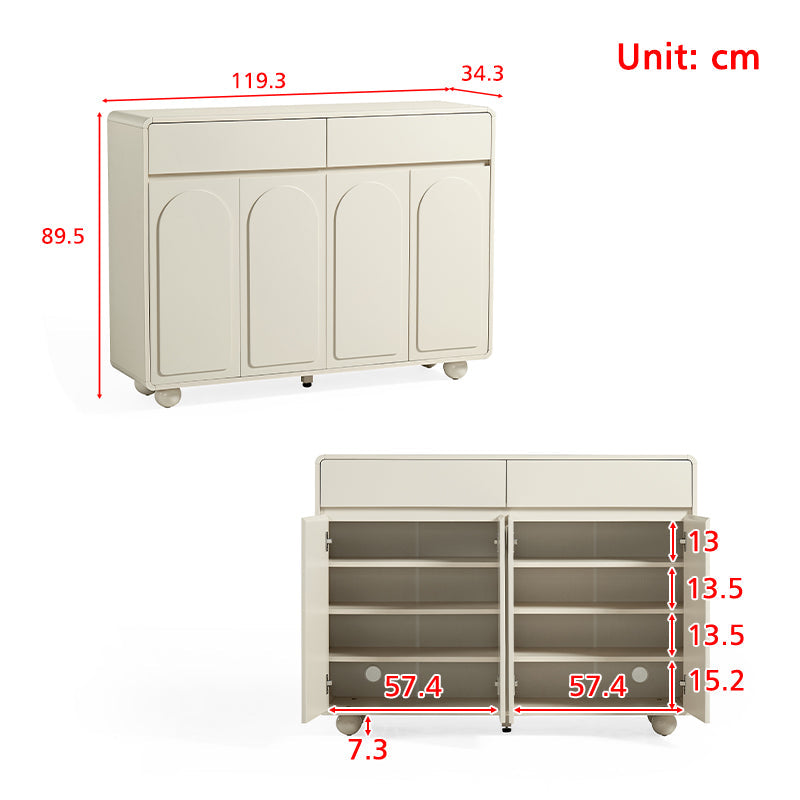 Dorothy Three-Door/Four-Door Shoe Cabinet with Drawer