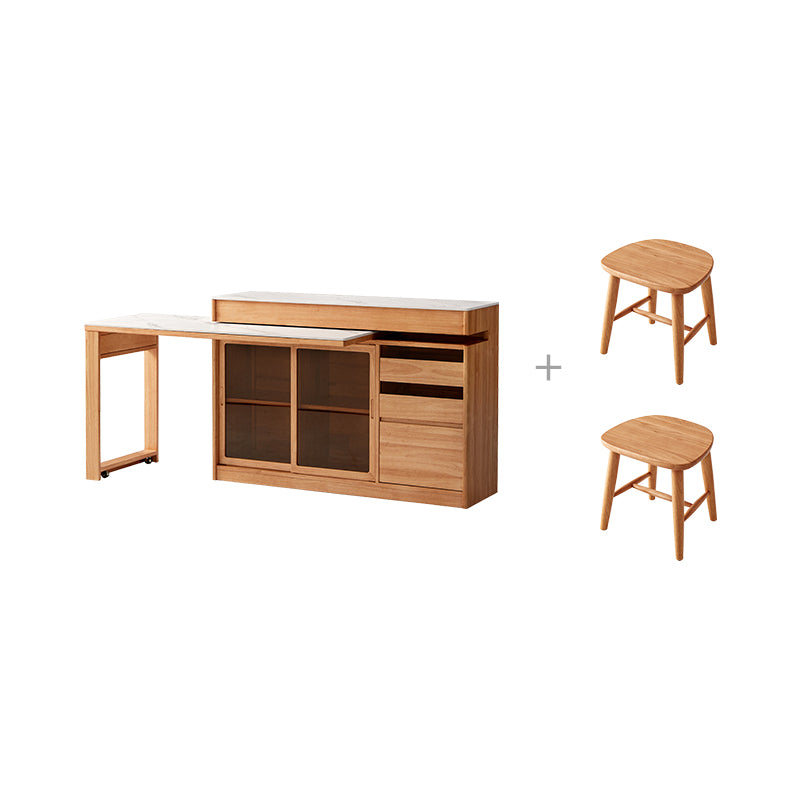 Ezekiel 1.2m Rubberwood Multi-Drawer 2-in-1 Sideboard/Dining Table with Storage Dining Cabinet/Storage Cabinet/Sideboard