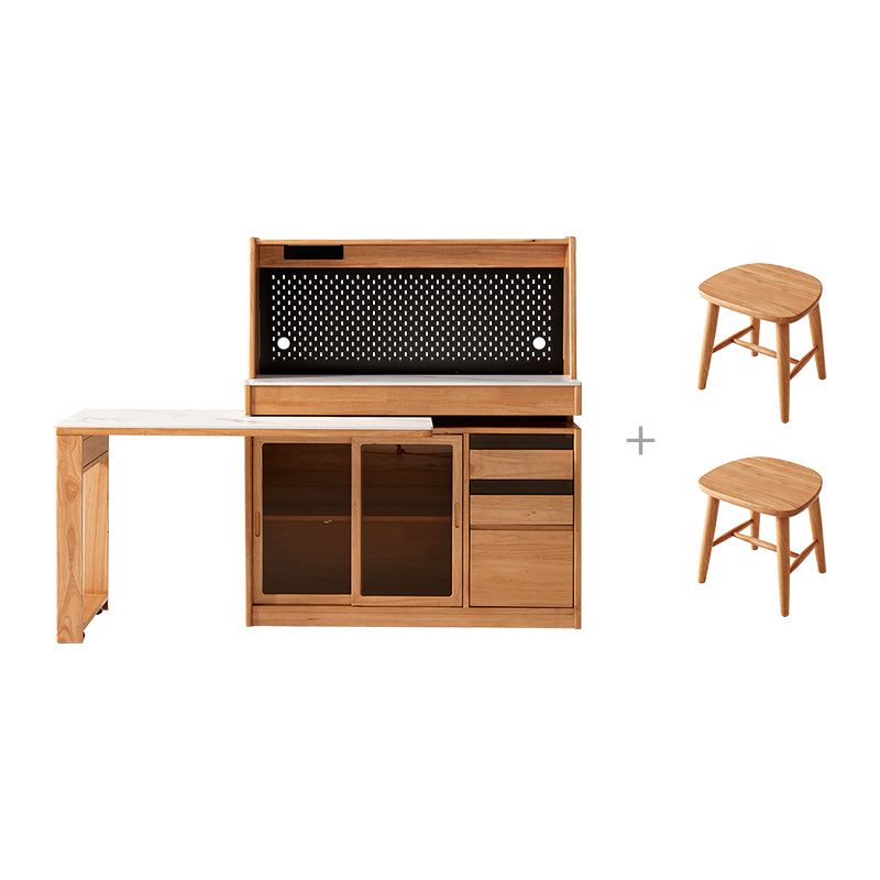 Ezekiel 1.2m Rubberwood Multi-Drawer 2-in-1 Sideboard/Dining Table with Dining Storage Cabinet/Sideboard