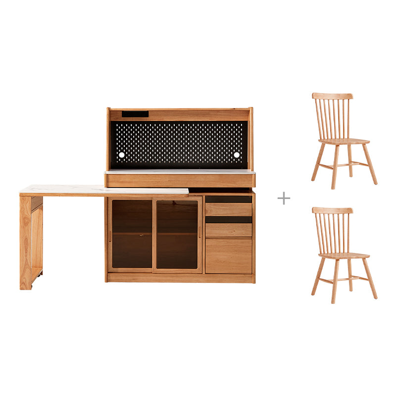 Ezekiel 1.2m Rubberwood Multi-Drawer 2-in-1 Sideboard/Dining Table with Dining Storage Cabinet/Sideboard