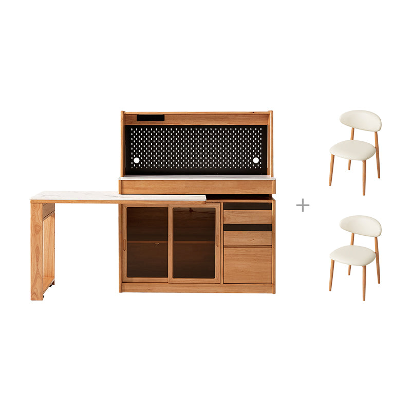 Ezekiel 1.2m Rubberwood Multi-Drawer 2-in-1 Sideboard/Dining Table with Dining Storage Cabinet/Sideboard