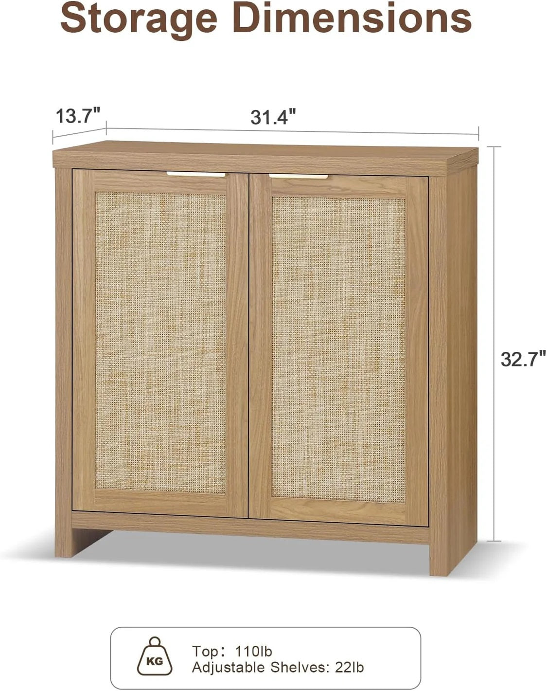 Hampstead Shoe Cabinet/Buffet/Sideboard/Accent Cabinet with Rattan Doors Weathered Oak