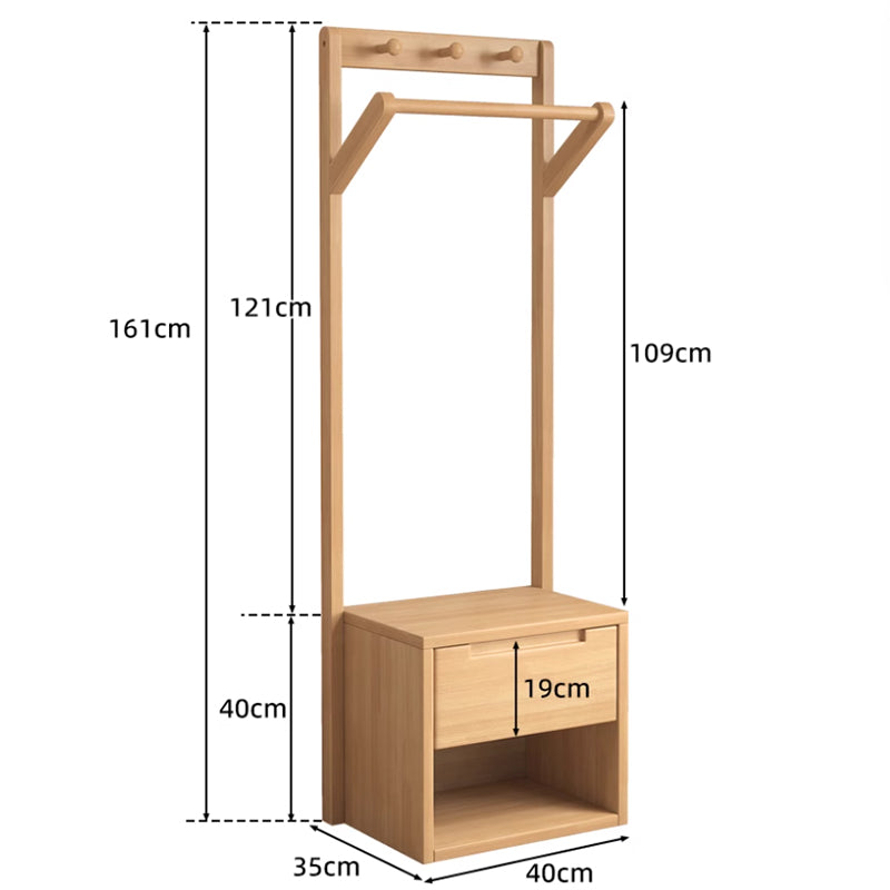 Oak Entry Hallway Coat Rack Stand Shoe Bench Clothes Organiser/Bedroom Nightstand Coat Rack