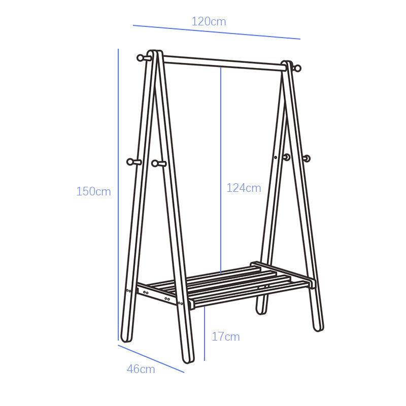 Walnut Solidwood Clothing Racks Hanger/Stylish Entryway Coat Rack with Shelf