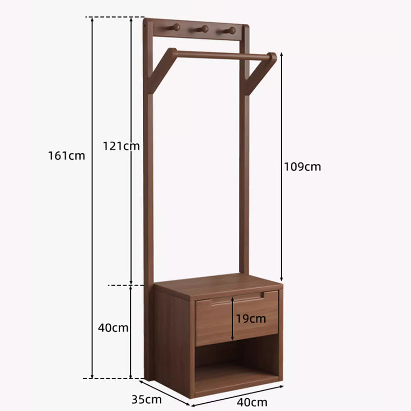 Walnut Entry Hallway Coat Rack Stand Shoe Bench Clothes Organiser/Bedroom Nightstand Coat Rack