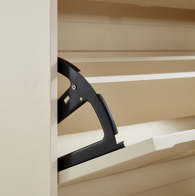 Retro Flip-open Doors Storage Shoe Cabinet in Cream White/Black 80/100/120CM