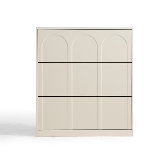 Retro Flip-open Doors Storage Shoe Cabinet in Cream White/Black 80/100/120CM