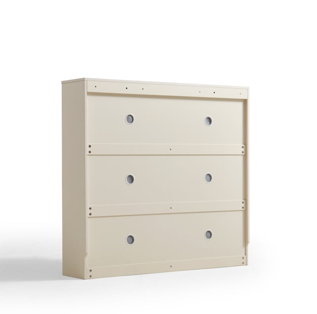 Retro Flip-open Doors Storage Shoe Cabinet in Cream White/Black 80/100/120CM