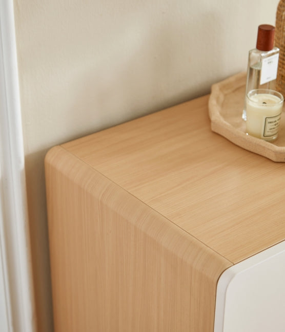 White Minimalist Storage Shoe Cabinet with Adjustable Shelves/Timber Shoe Organizer