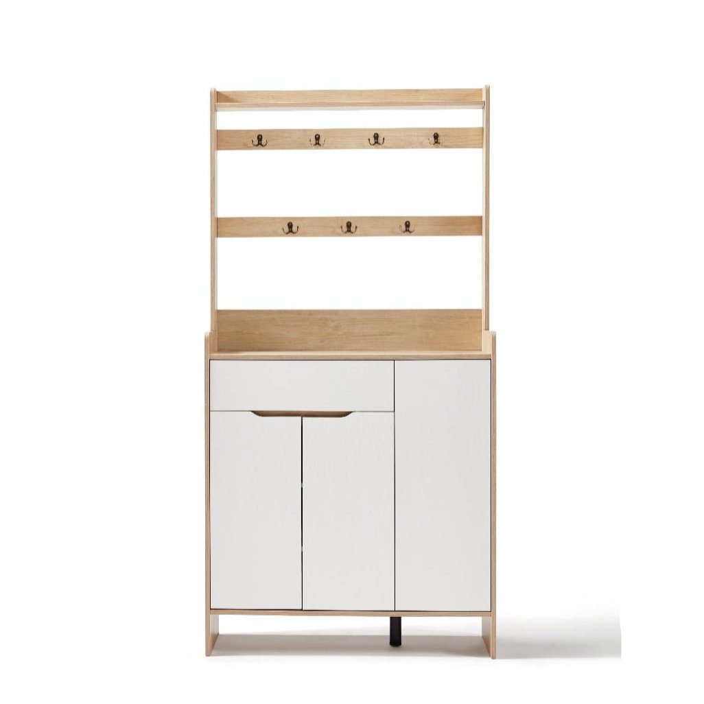 Oak Timber Entryway Storage/Shoe Cabinet with Bag Hanger/60CM/90CM