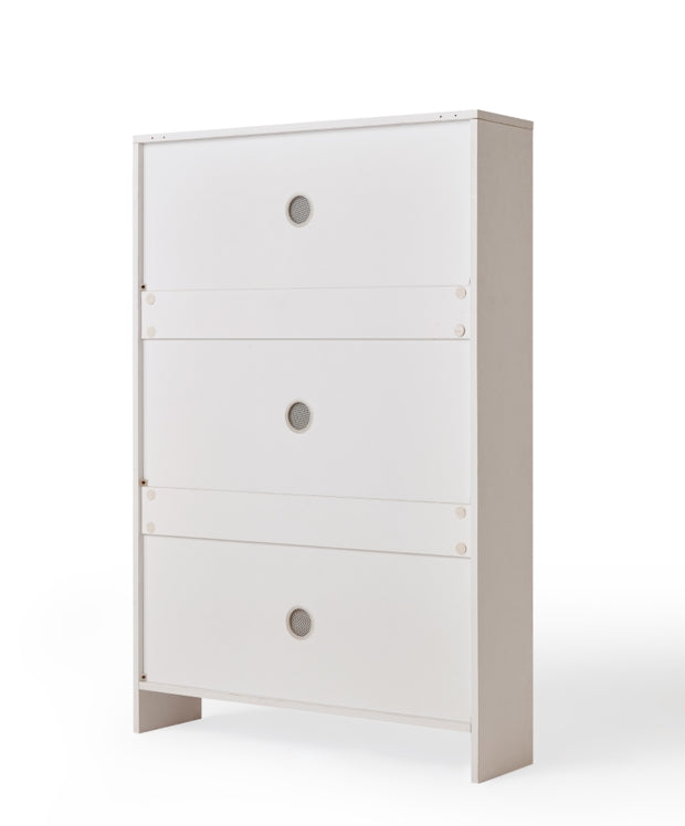 Ultra-Thin Flip-Down White Shoe Cabinet/Space-Saving Entryway Storage Cabinet