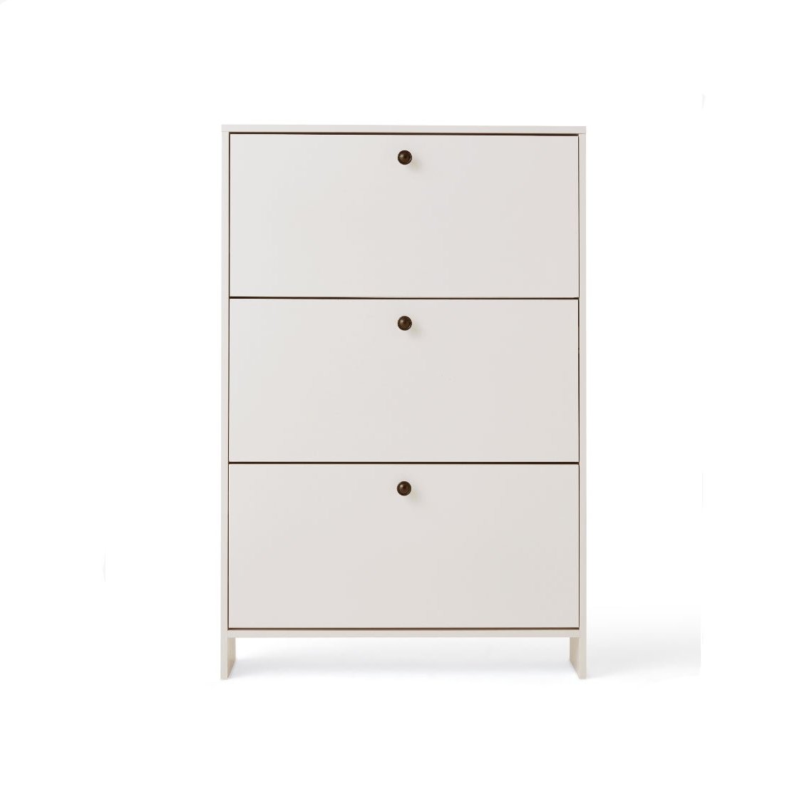 Ultra-Thin Flip-Down White Shoe Cabinet/Space-Saving Entryway Storage Cabinet