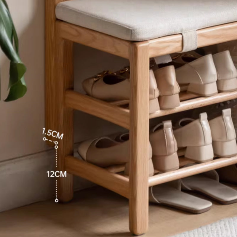 Matilda 60cm/80cm FAS-Graded Solid American Oak Wood Entryway Shoe Cabinet/Shoe Changing Stool with Coat Hooks For Home