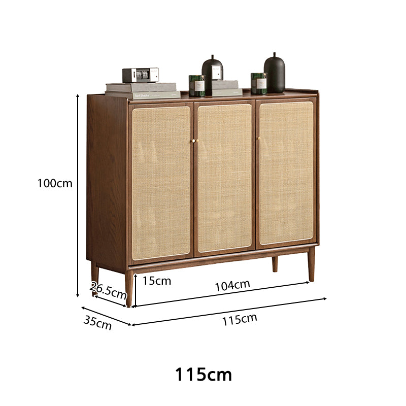 Pablo 65cm/80cm/115cm FAS-Graded Solid American Oak Wood Entryway Cabinet/Shoe Cabinet Walnut Color