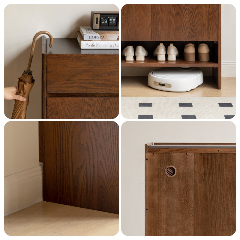 Patsy 85cm FAS-Graded Solid American Oak Wood Entryway Shoe Cabinet/Shoe Case with Drawers/Ceramic