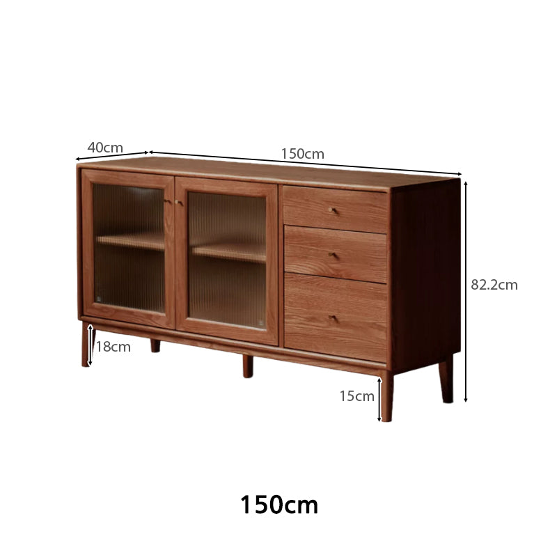 Peregrine 125cm/150cm/180cm FAS-Graded Solid American Oak Wood Dining Cabinet/Storage Cabinet/Sideboard With Ceramic Multiple Color
