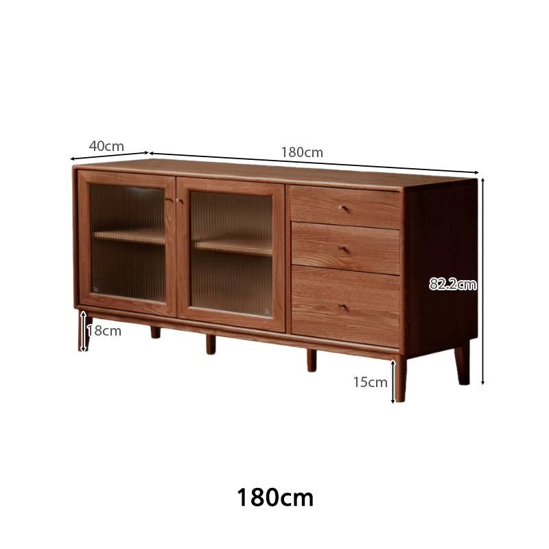 Peregrine 125cm/150cm/180cm FAS-Graded Solid American Oak Wood Dining Cabinet/Storage Cabinet/Sideboard With Ceramic Multiple Color