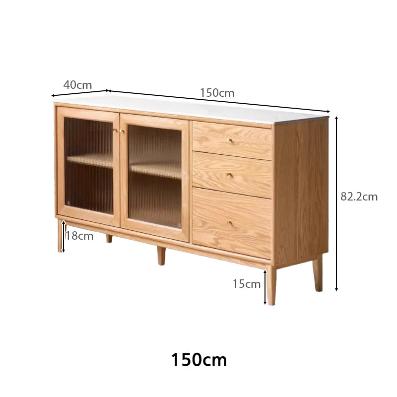 Peregrine 125cm/150cm/180cm FAS-Graded Solid American Oak Wood Dining Cabinet/Storage Cabinet/Sideboard With Ceramic Multiple Color