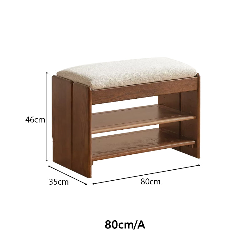 Willa 60cm/80cm FAS-Graded Solid American Oak Wood Entryway Shoe Cabinet/Shoe Changing Stool For Home Multiple Color