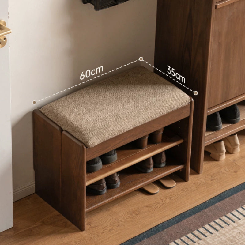 Willa 60cm/80cm FAS-Graded Solid American Oak Wood Entryway Shoe Cabinet/Shoe Changing Stool For Home Multiple Color