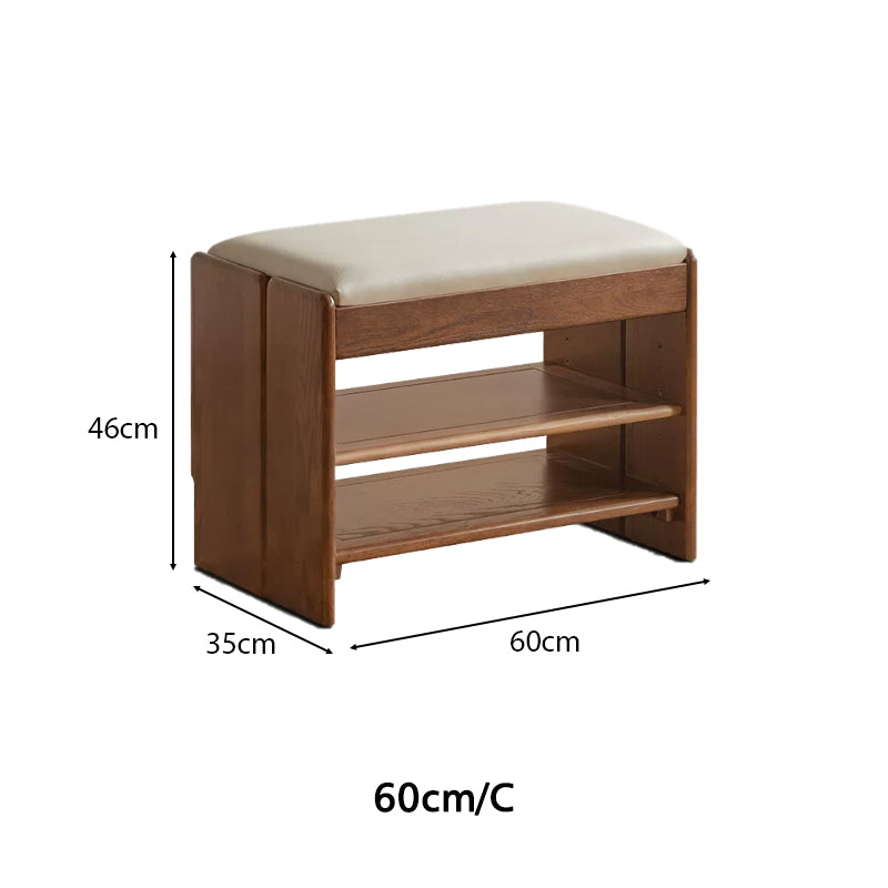 Willa 60cm/80cm FAS-Graded Solid American Oak Wood Entryway Shoe Cabinet/Shoe Changing Stool For Home Multiple Color