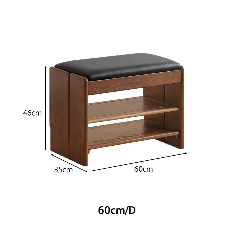 Willa 60cm/80cm FAS-Graded Solid American Oak Wood Entryway Shoe Cabinet/Shoe Changing Stool For Home Multiple Color