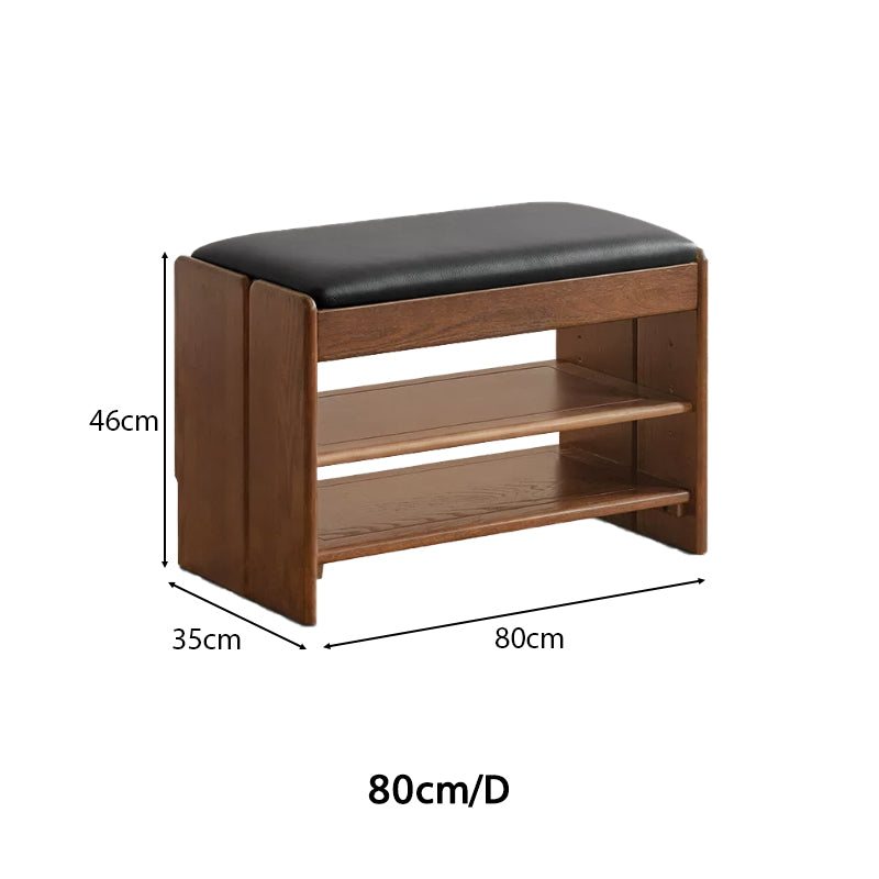 Willa 60cm/80cm FAS-Graded Solid American Oak Wood Entryway Shoe Cabinet/Shoe Changing Stool For Home Multiple Color