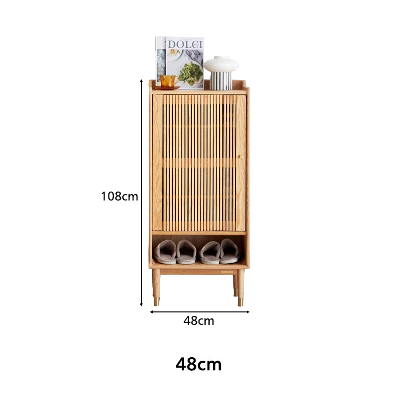 Zahra 48cm/80cm FAS-Graded Solid American Oak Wood Slatted Shoe Cabinet Natural Wood Color
