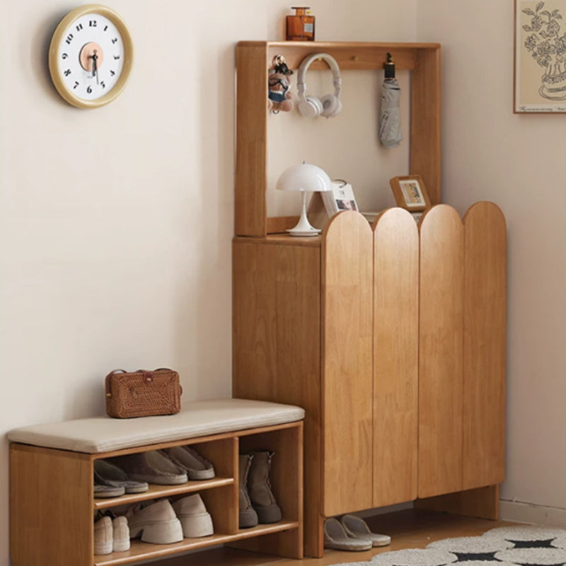 Zaria 80cm Rubberwood Entryway Shoe Cabinet For Home Natural Wood