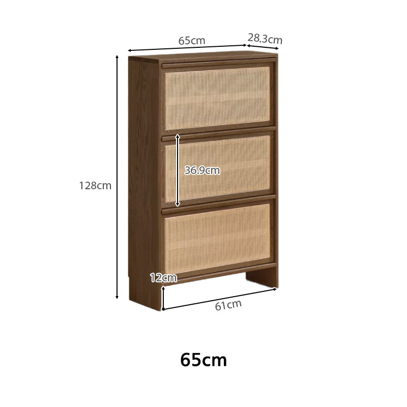 Adonis 65cm/80cm FAS-Graded Solid American Oak Wood Ultra-thin Flip-door Entryway Cabinet/Shoe Cabinet