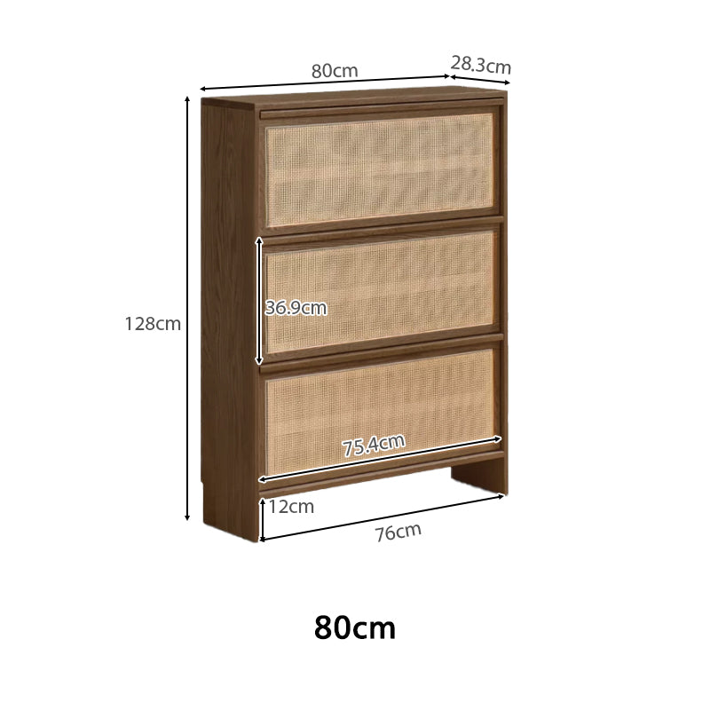 Adonis 65cm/80cm FAS-Graded Solid American Oak Wood Ultra-thin Flip-door Entryway Cabinet/Shoe Cabinet