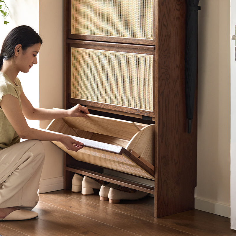Adonis 65cm/80cm FAS-Graded Solid American Oak Wood Ultra-thin Flip-door Entryway Cabinet/Shoe Cabinet