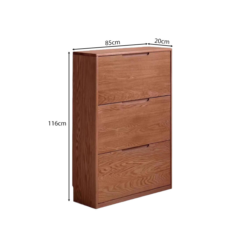 Donald FAS-Graded Solid Oak Wood Ultra-Thin Flip-Down Shoe Cabinet/Space-Saving Entryway Storage Cabinet