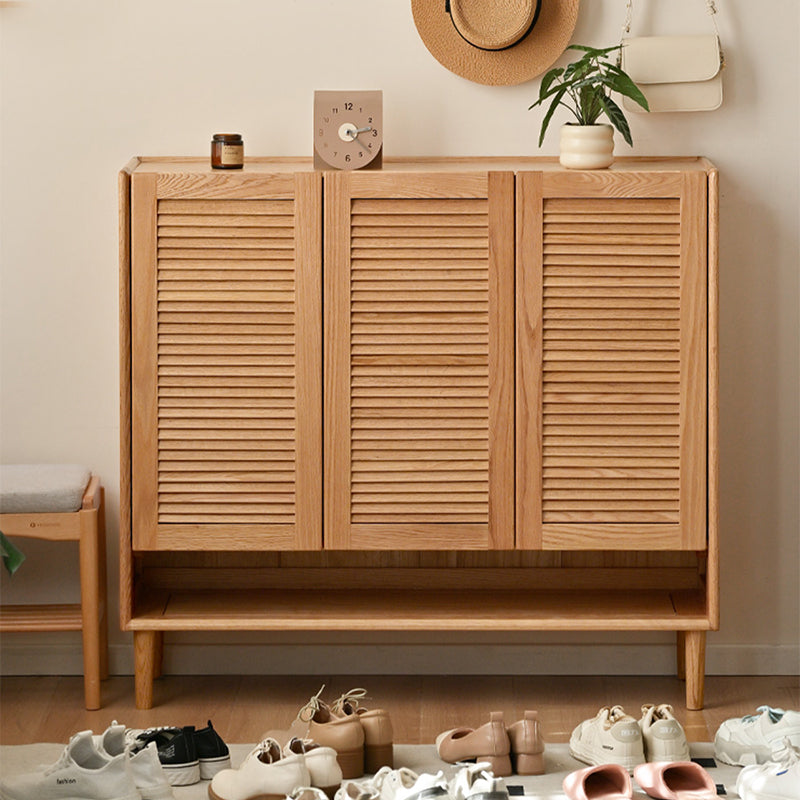 Ursula FAS-Graded Solid American Oak 2-Door/3-Door Shoe Cabinet with Bottom Open Shelf