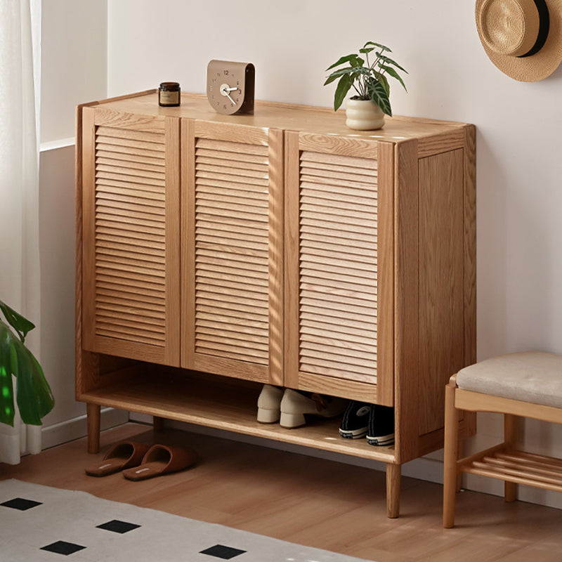 Ursula FAS-Graded Solid American Oak 2-Door/3-Door Shoe Cabinet with Bottom Open Shelf