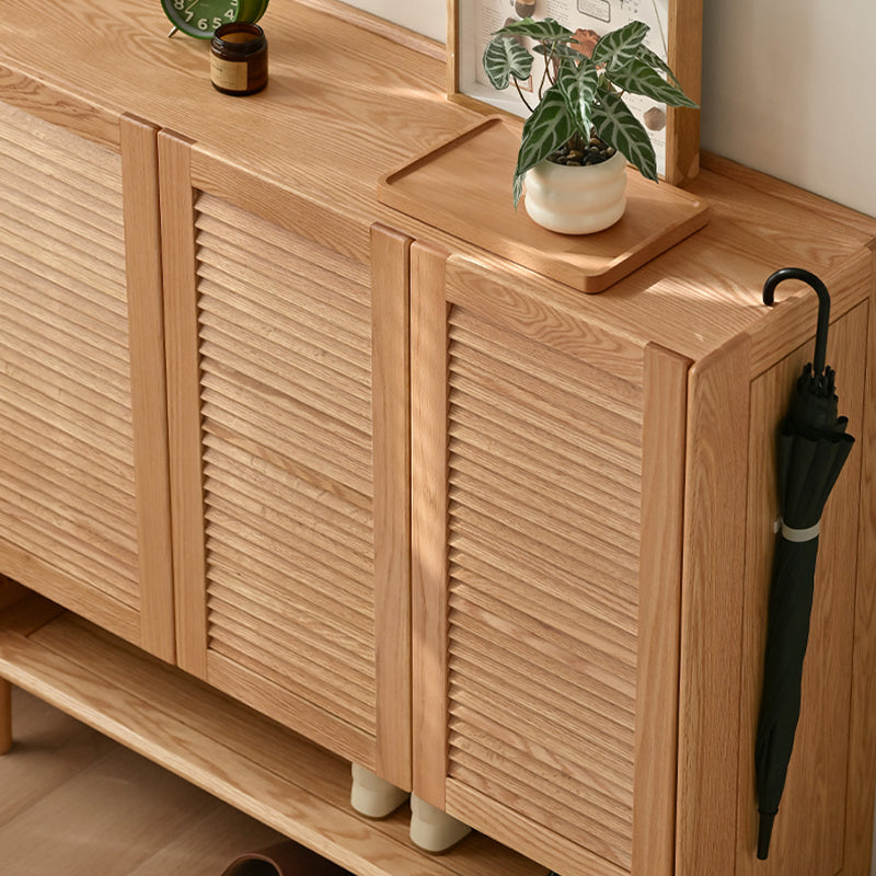 Ursula FAS-Graded Solid American Oak 2-Door/3-Door Shoe Cabinet with Bottom Open Shelf