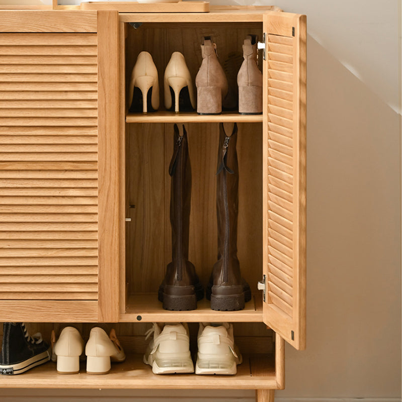 Ursula FAS-Graded Solid American Oak 2-Door/3-Door Shoe Cabinet with Bottom Open Shelf