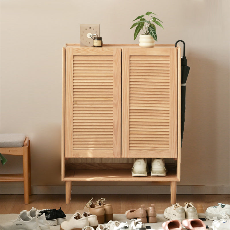 Ursula FAS-Graded Solid American Oak 2-Door/3-Door Shoe Cabinet with Bottom Open Shelf