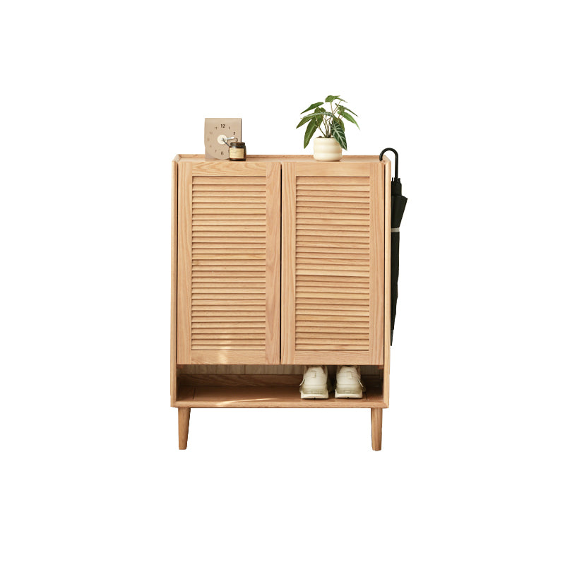 Ursula FAS-Graded Solid American Oak 2-Door/3-Door Shoe Cabinet with Bottom Open Shelf