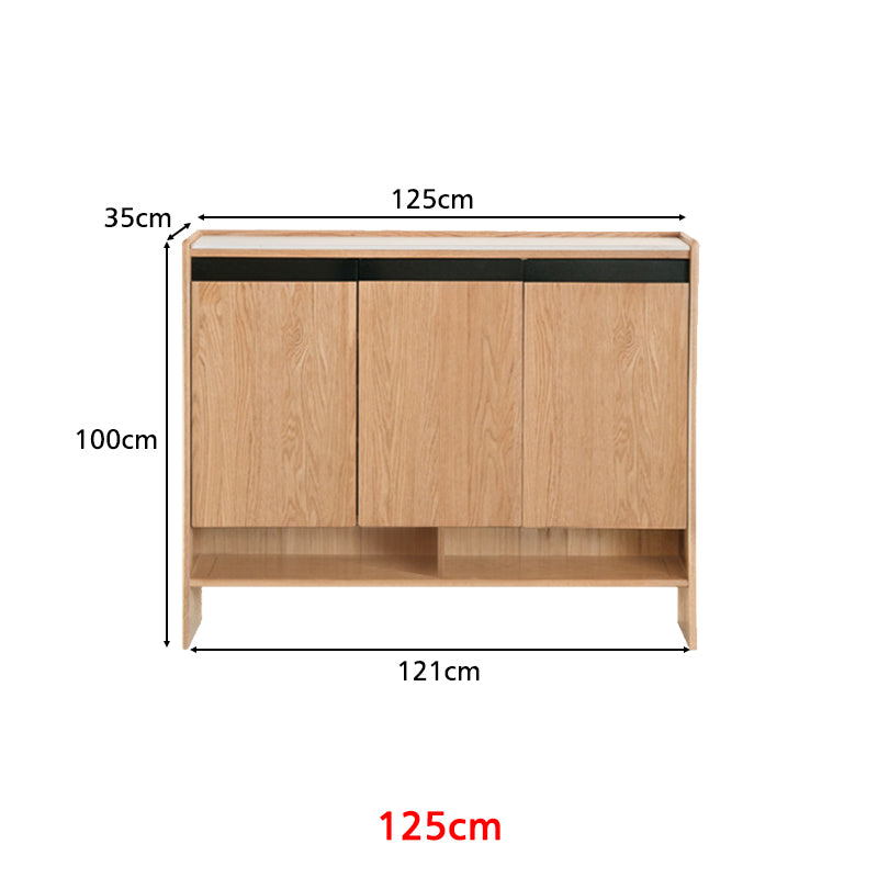 Stanley FAS-Graded Solid American Oak 3-Door/2-Door Shoe Cabinet with Bottom Open Shelf