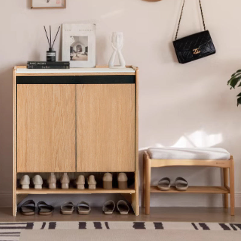 Stanley FAS-Graded Solid American Oak 3-Door/2-Door Shoe Cabinet with Bottom Open Shelf