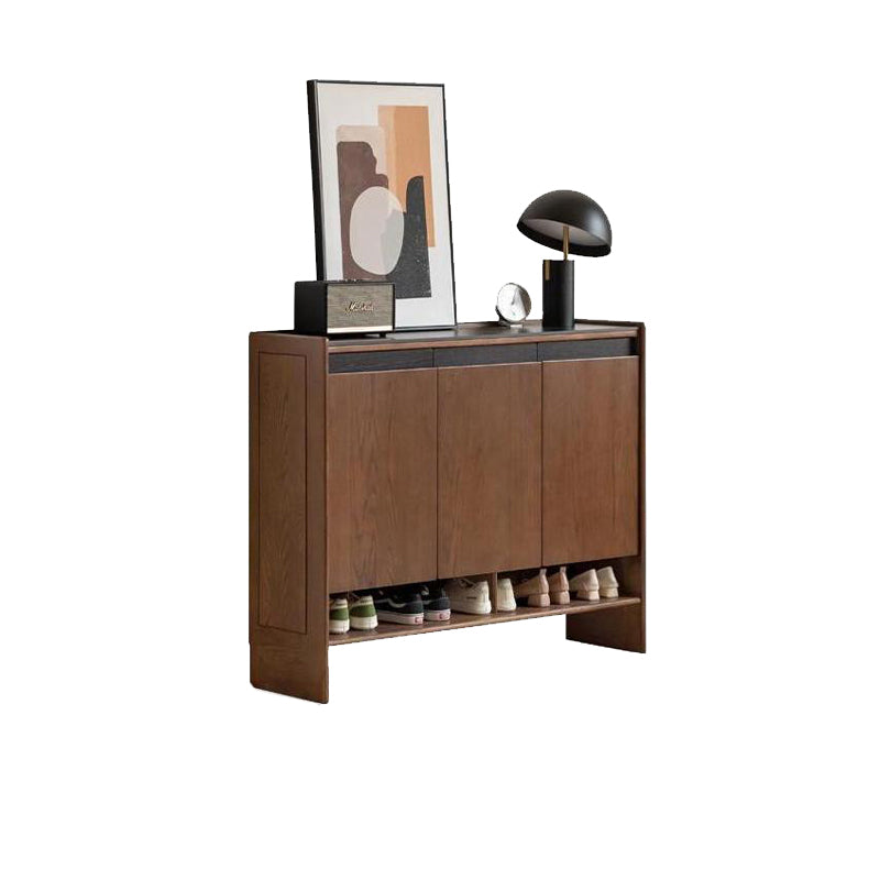 Stanley FAS-Graded Solid American Oak 3-Door/2-Door Shoe Cabinet with Bottom Open Shelf